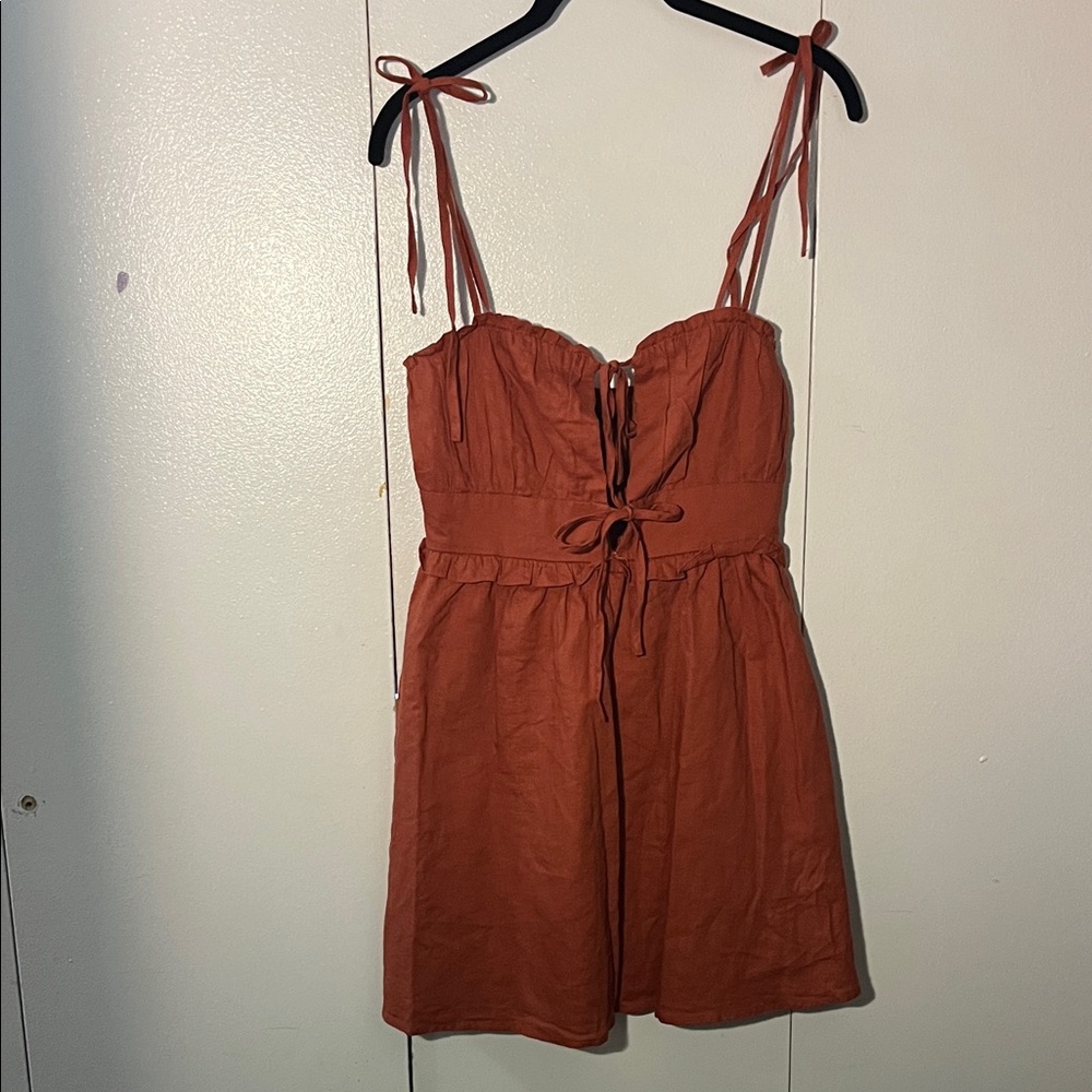 Forever 21 Terracotta Tie-Strap Mini Dress